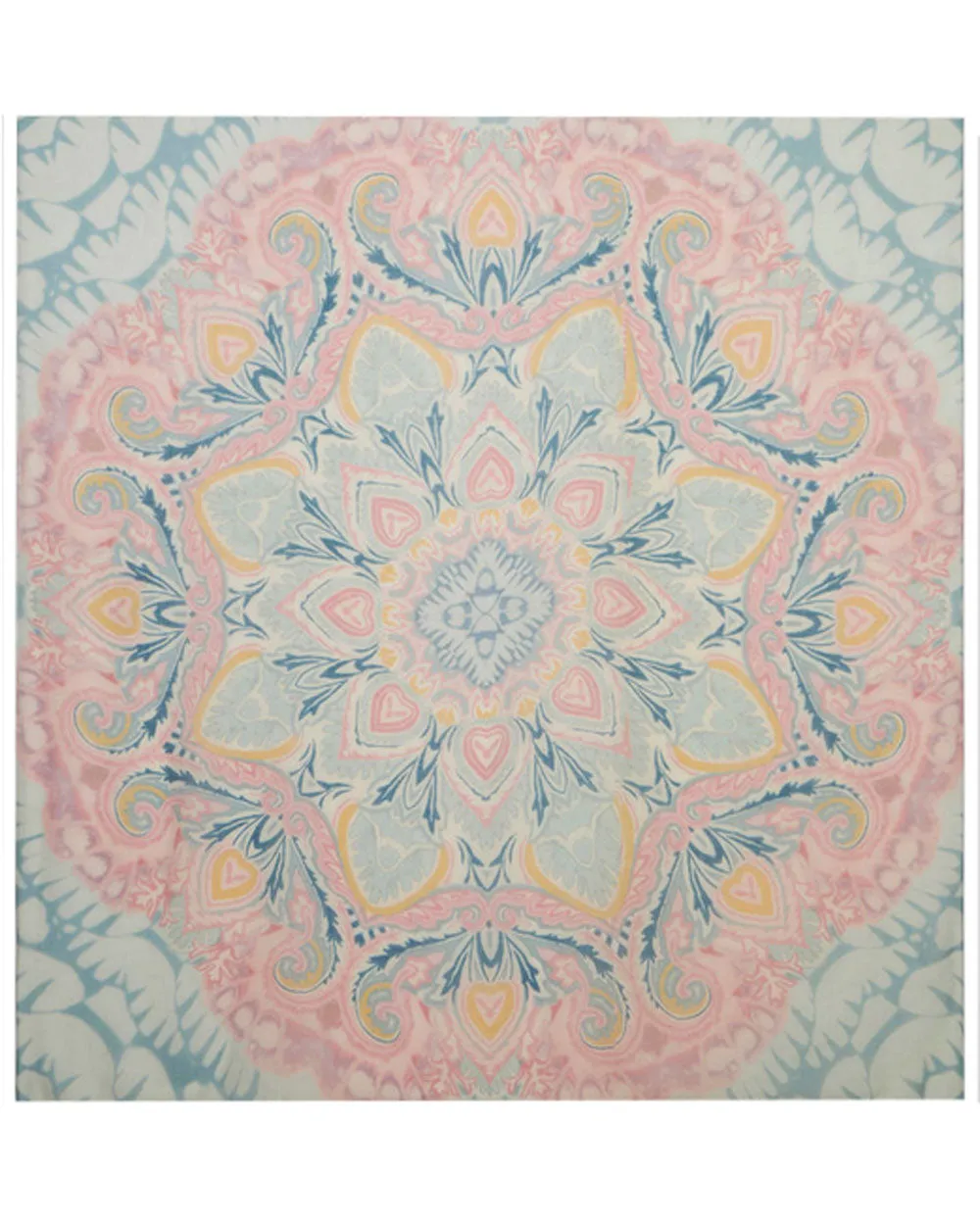 Azzurro Silk Print Scialle Butterfly Mandala Scarf