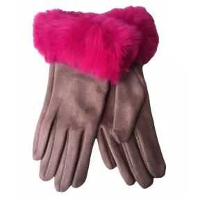 Bettina Faux Fur & Suede Gloves Lilac