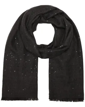 Black Cashmere Silk Paillette Sequin Scarf