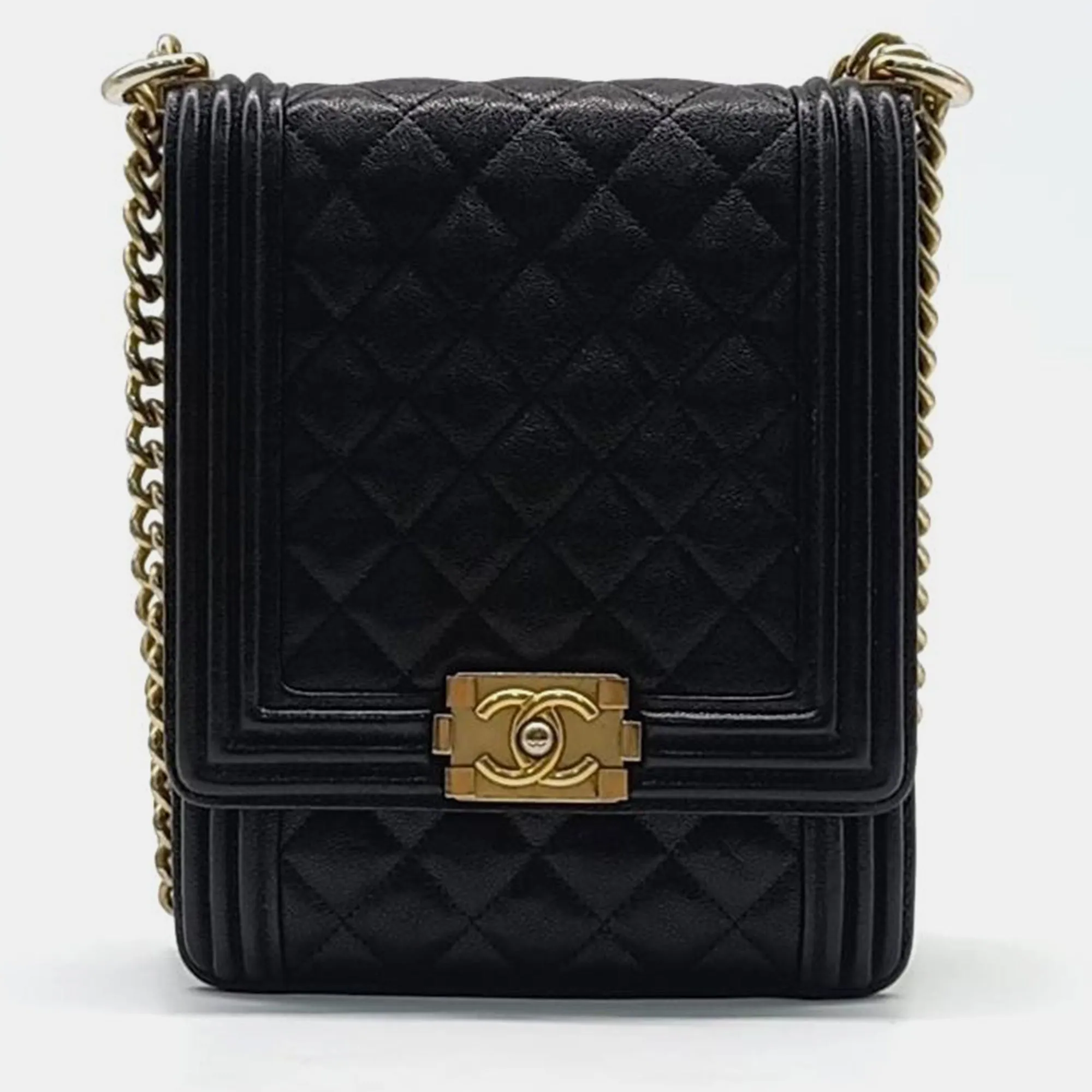 Black Caviar Leather Chic Pearls Flap Bag