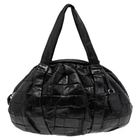 Black Woven Leather Miss Diana Hobo