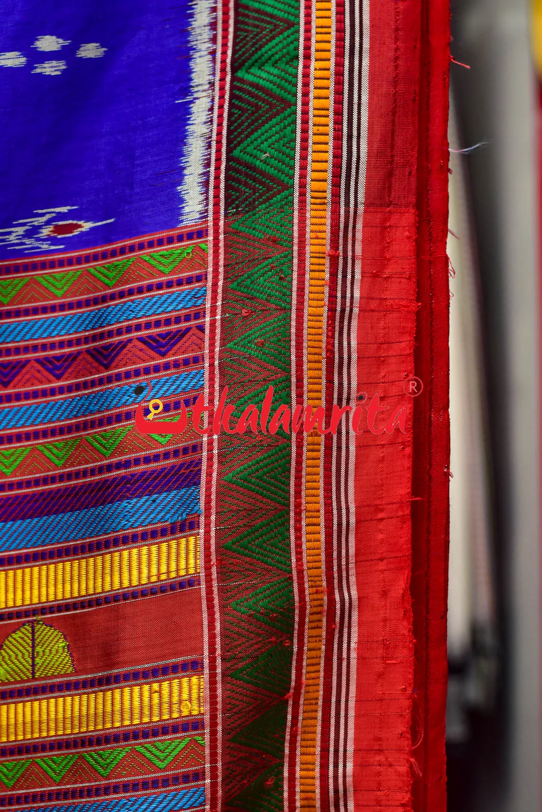 Blue Red Mayurachandrika Dongria Silk Saree