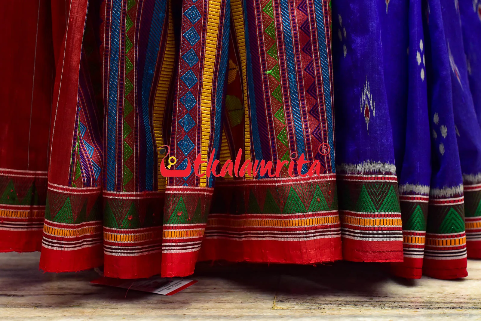 Blue Red Mayurachandrika Dongria Silk Saree