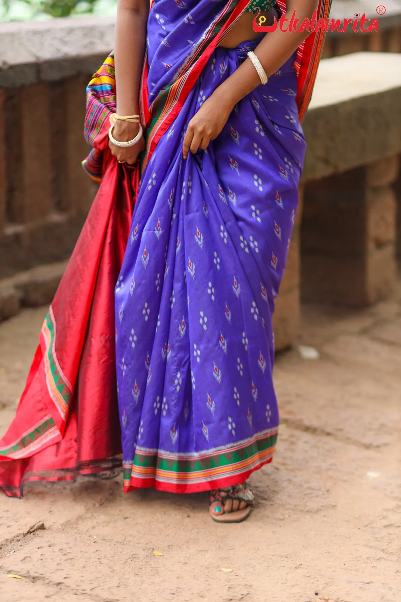 Blue Red Mayurachandrika Dongria Silk Saree