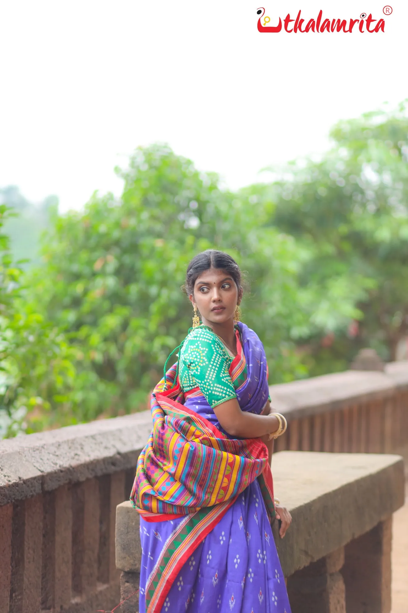 Blue Red Mayurachandrika Dongria Silk Saree