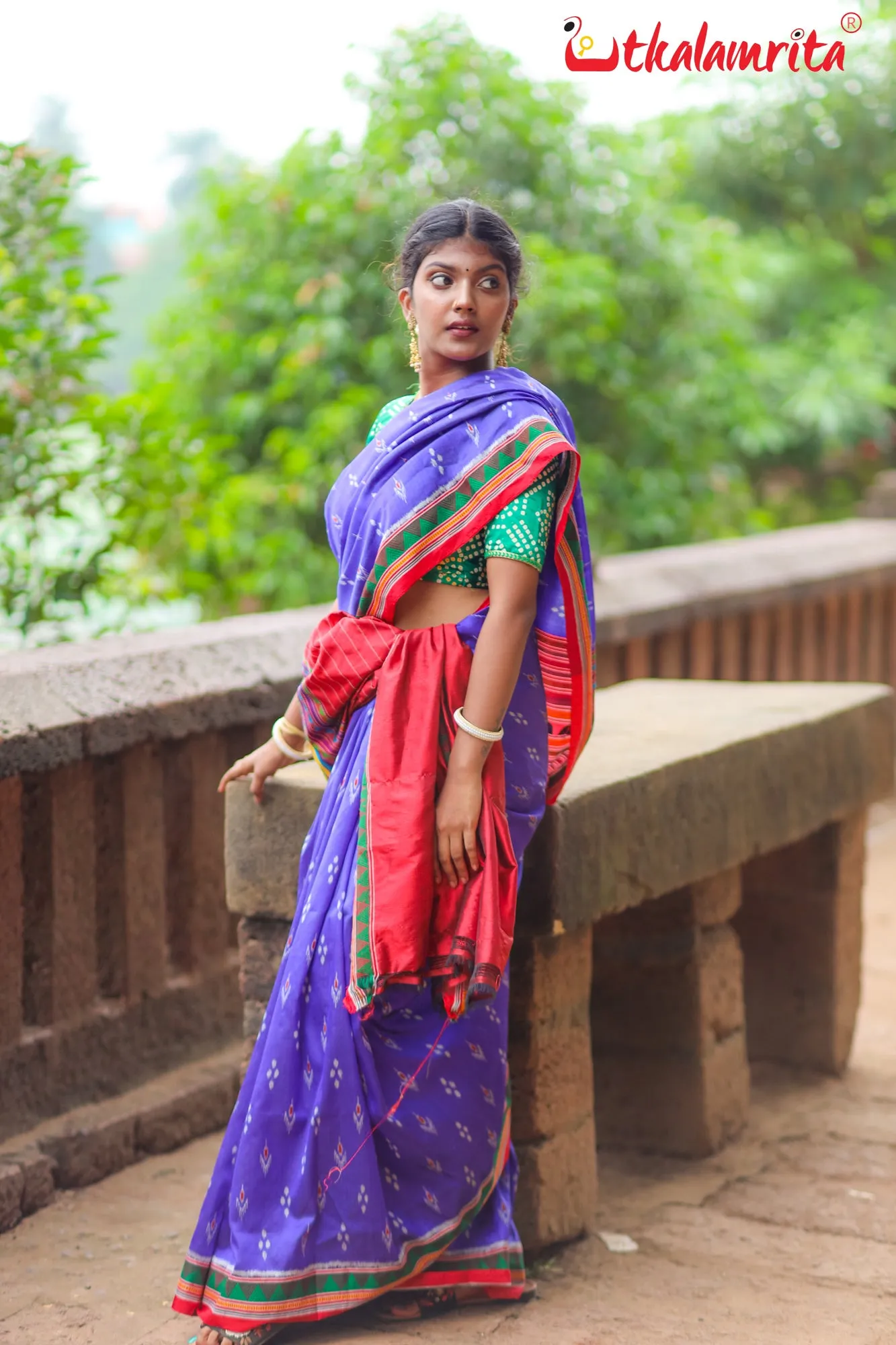 Blue Red Mayurachandrika Dongria Silk Saree