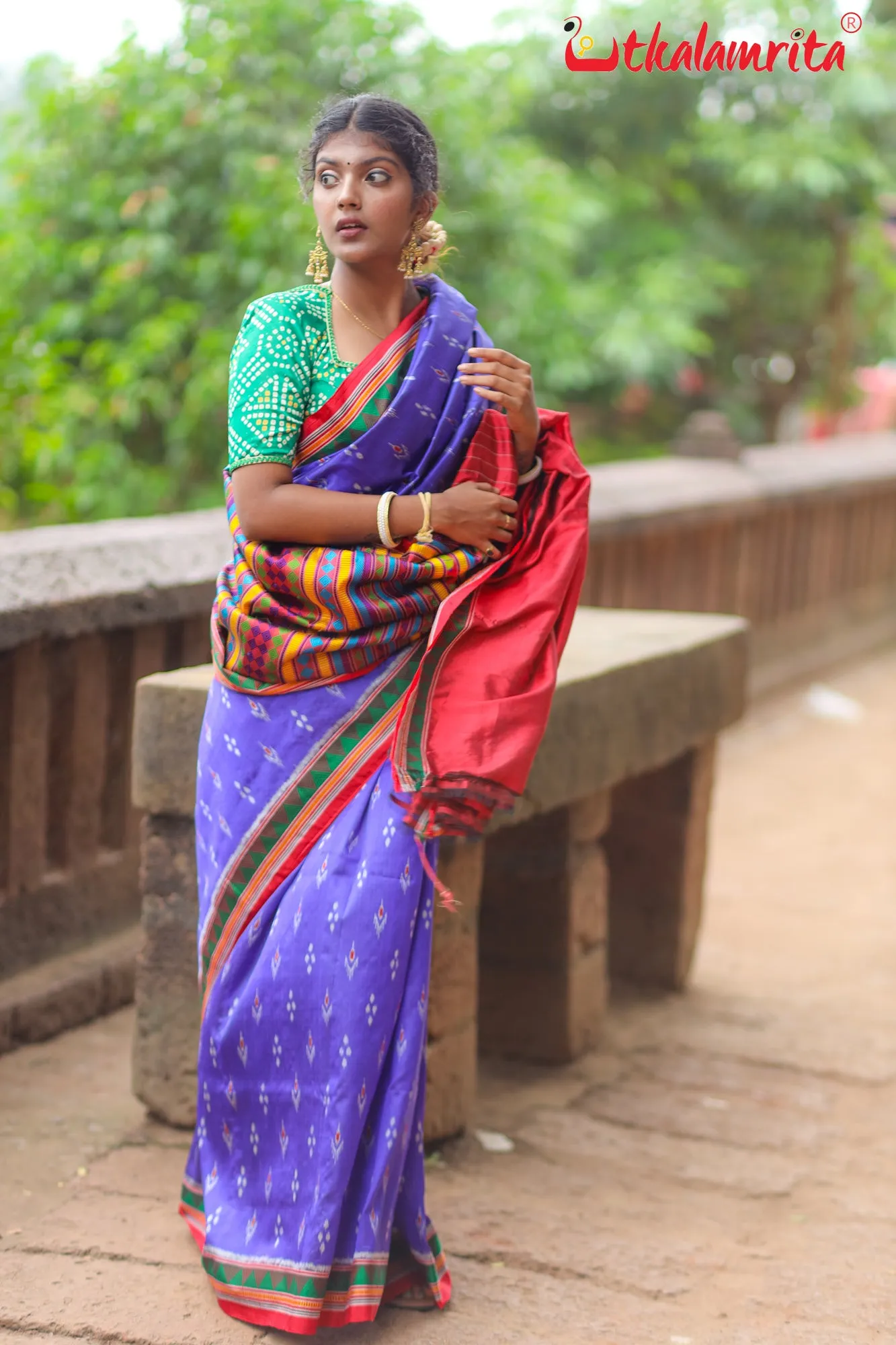 Blue Red Mayurachandrika Dongria Silk Saree