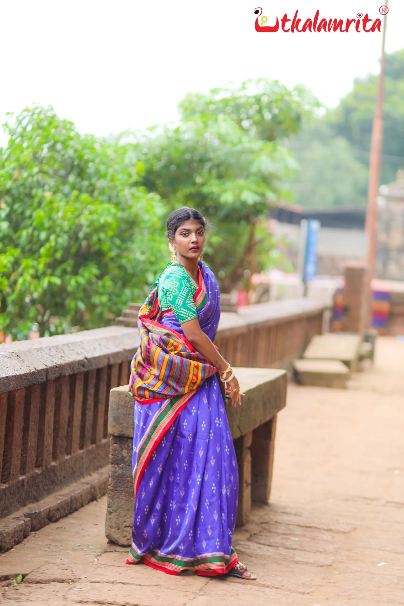 Blue Red Mayurachandrika Dongria Silk Saree