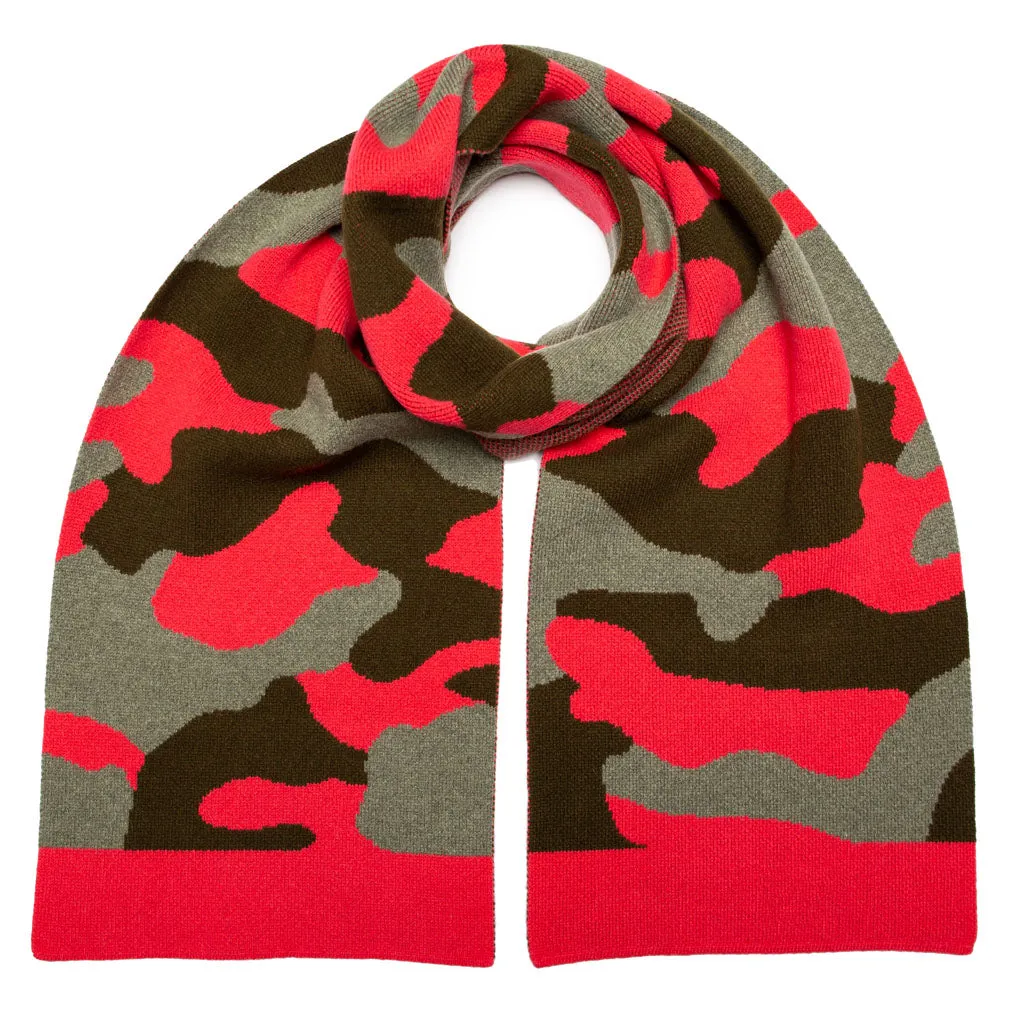 CAMO BLANKET SCARF KHAKI CORAL