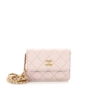 CHANEL Miss Coco Strap Flap Clutch with Chain Quilted Caviar Mini