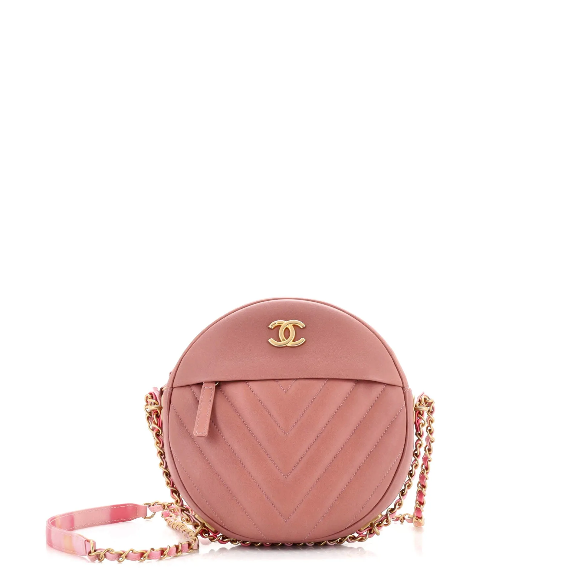 CHANEL Round as Earth Crossbody Bag Chevron Calfskin