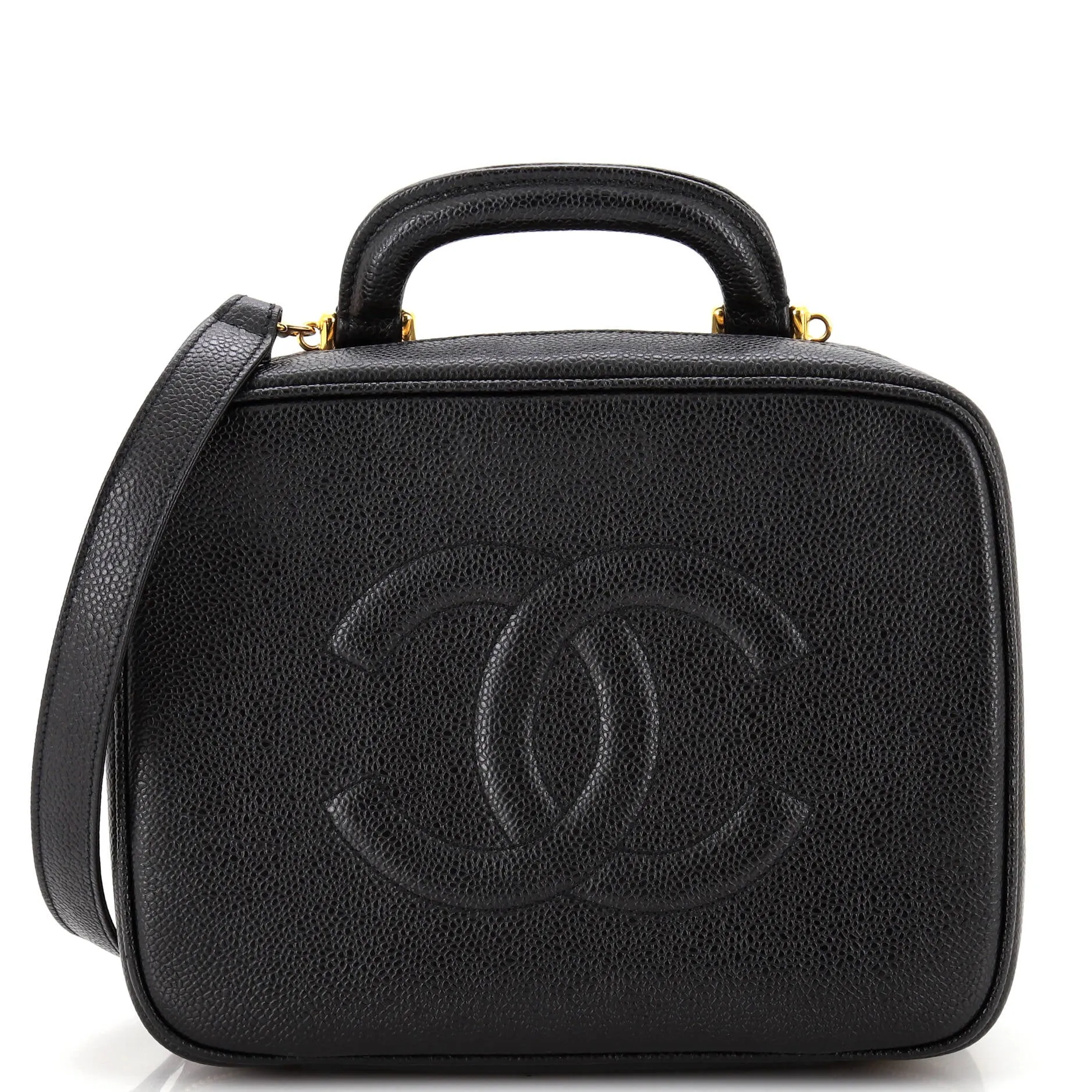 CHANEL Vintage Timeless Zip Around Vanity Case Caviar Medium