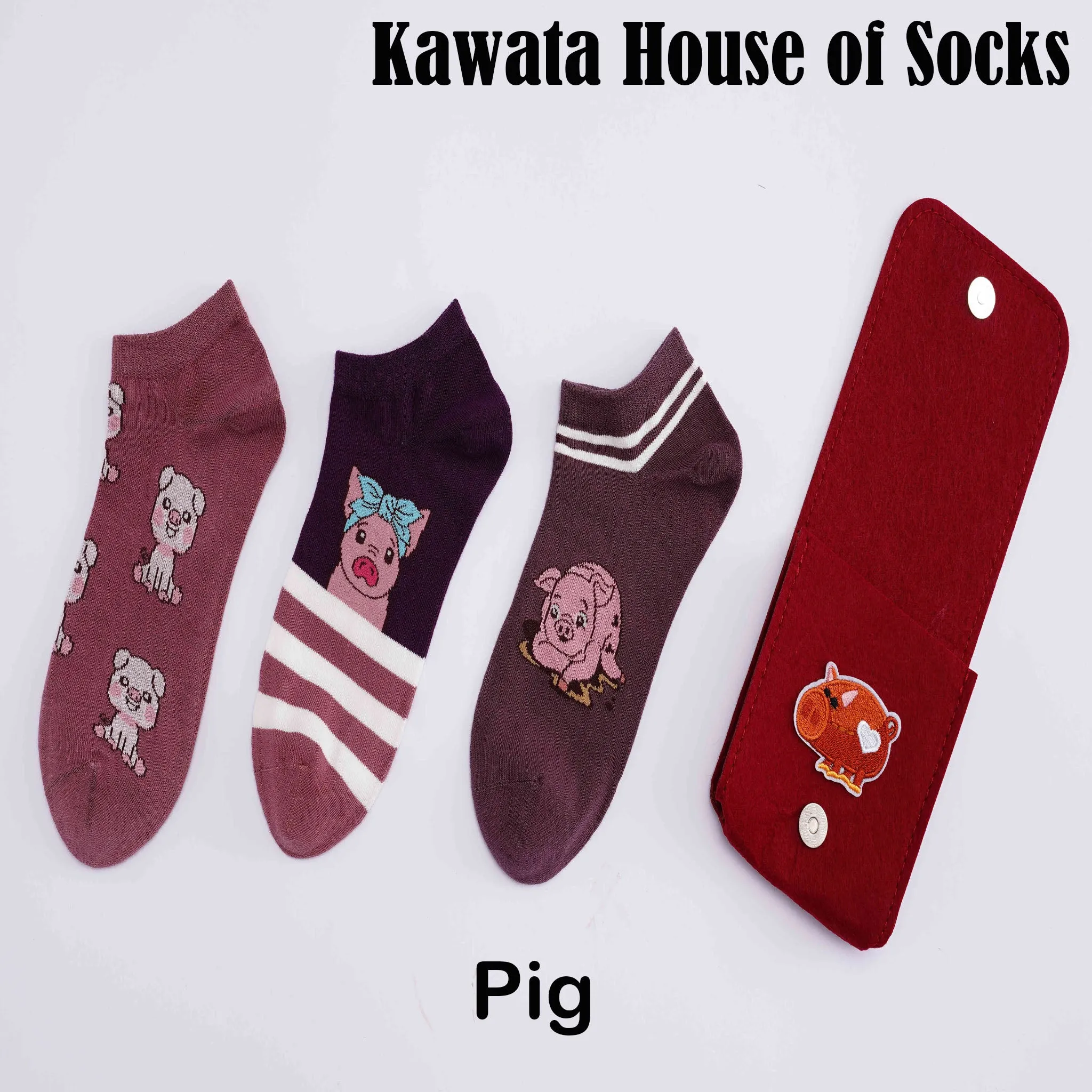 Chinese Zodiac 3 Pairs Ankle Socks with Pocket Compartment