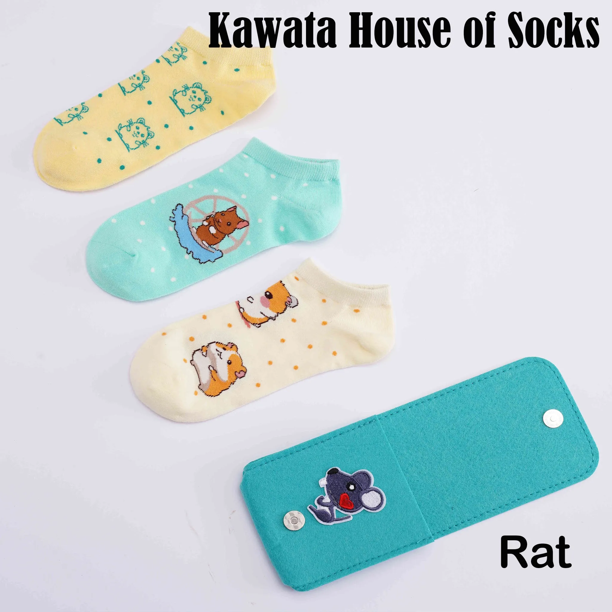 Chinese Zodiac 3 Pairs Ankle Socks with Pocket Compartment