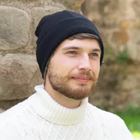 Classic Black & Grey Cashmere Beanie