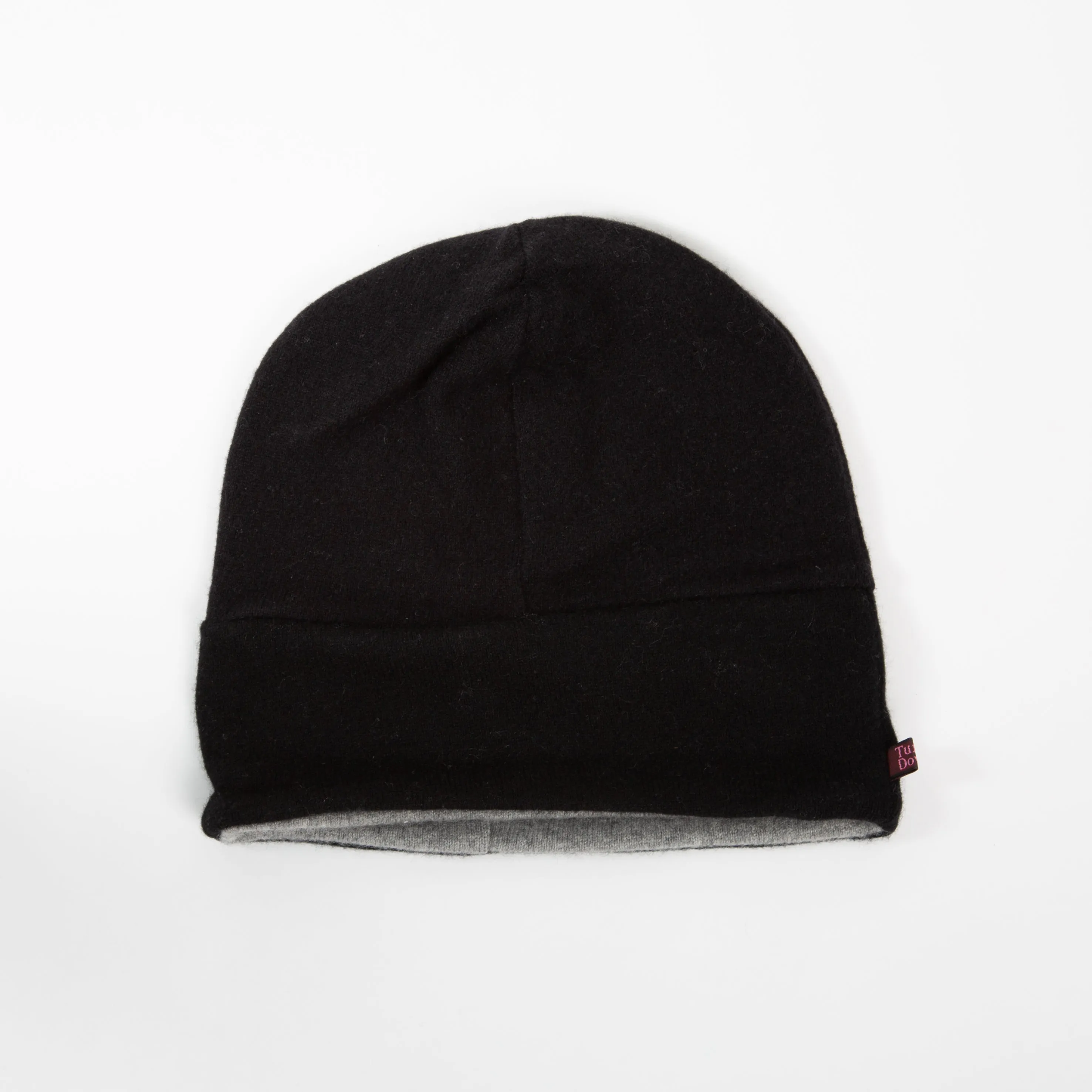 Classic Black & Grey Cashmere Beanie