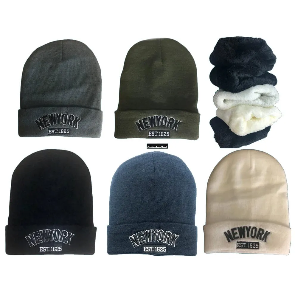 Classic NY Winter Hat Beanies with Thick Fur