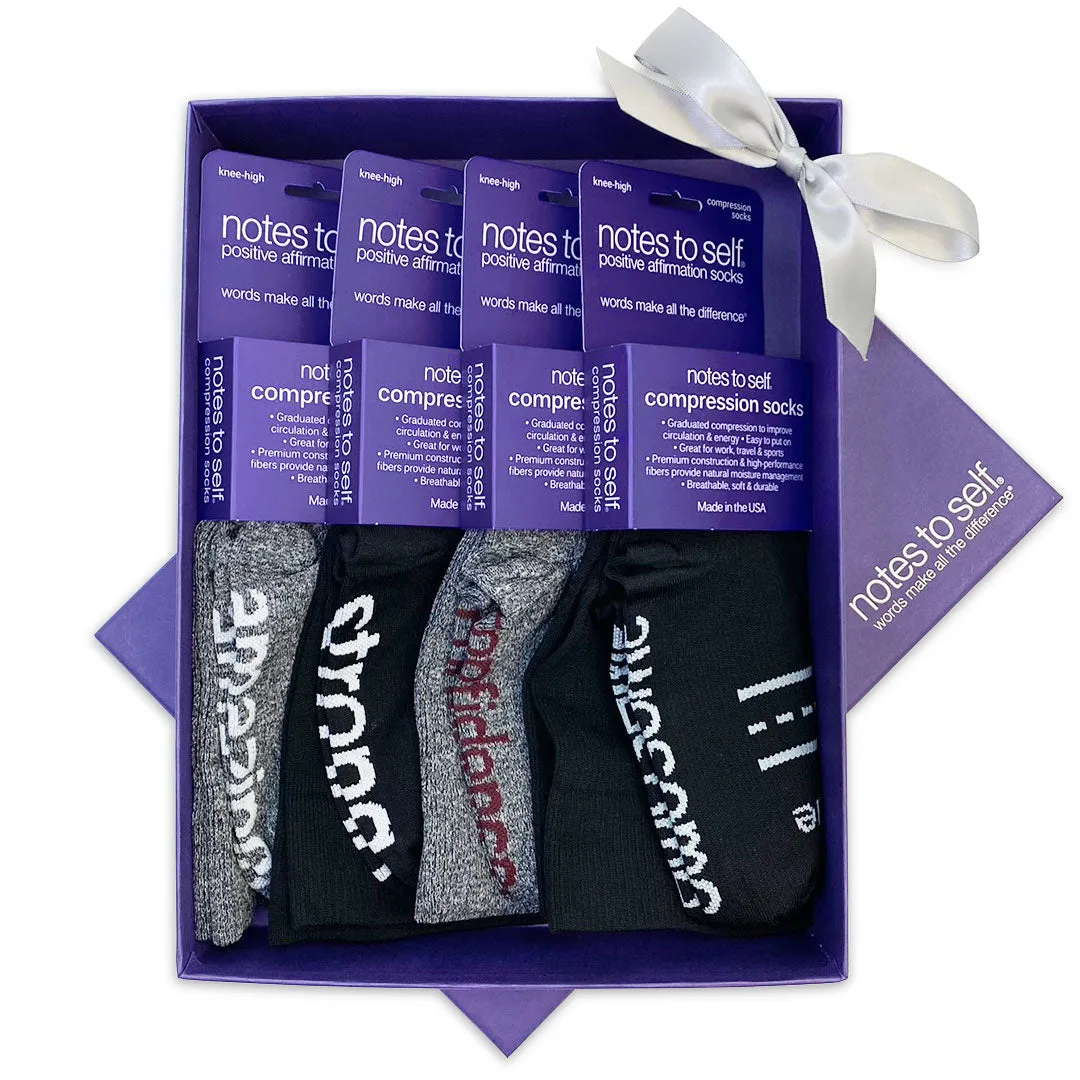 Compression socks - 4 pairs in gift box - 15-20 mmHg