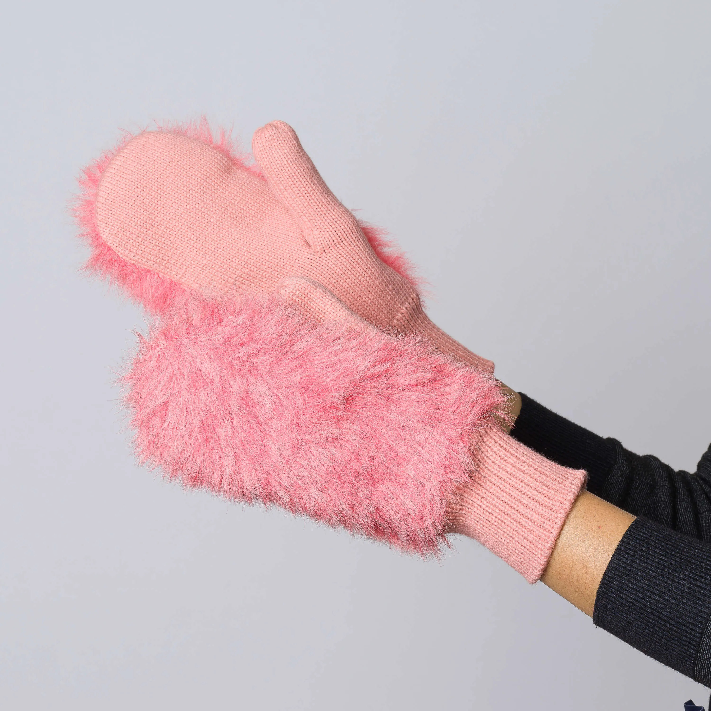 Faux Fur Knit Mittens