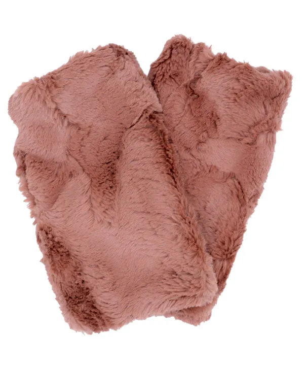 Fingerless / Texting Gloves, Reversible - Frosted Faux Furs