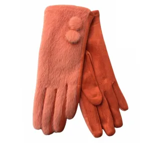 Grace Faux Fur Back Gloves Tangerine