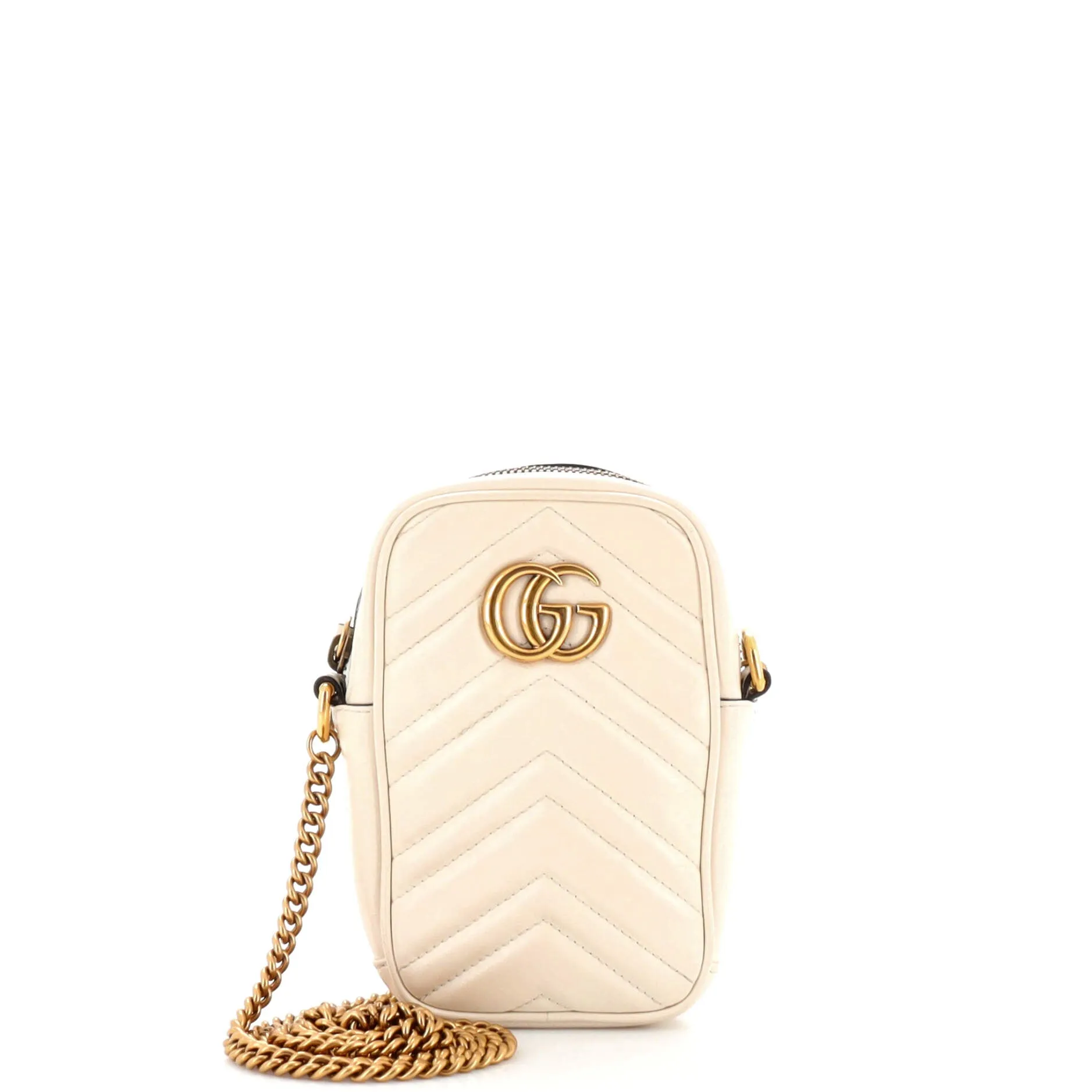 GUCCI GG Marmont Vertical Phone Crossbody Bag Matelasse Leather Mini