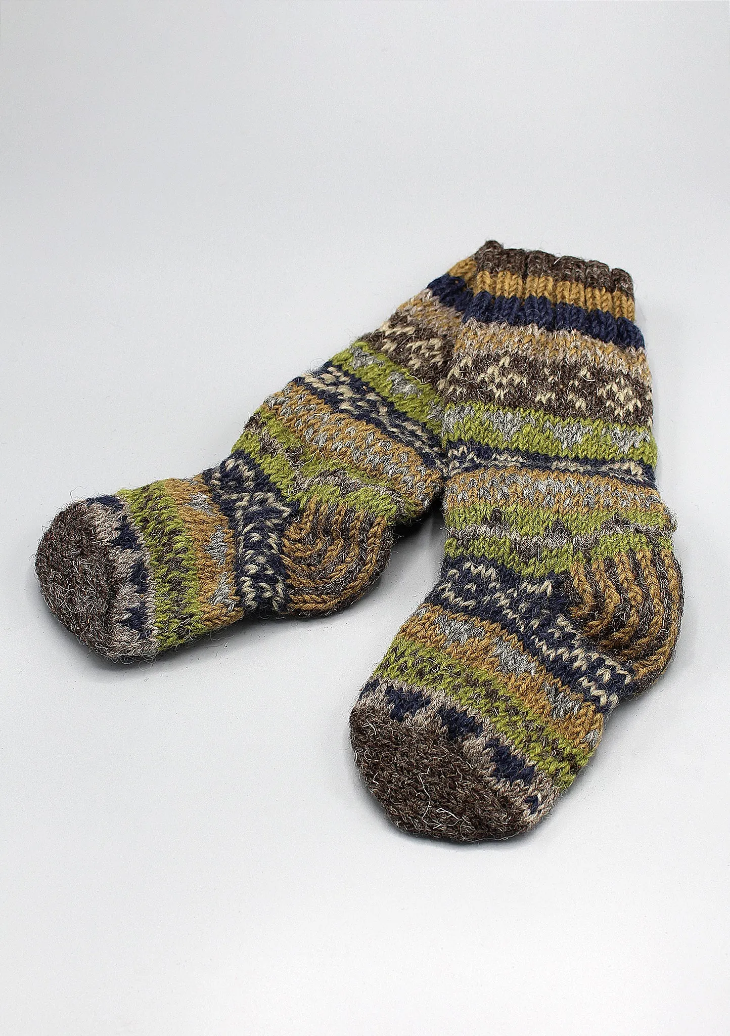 Hand Knit  Multicolored Childrens Woolen Socks