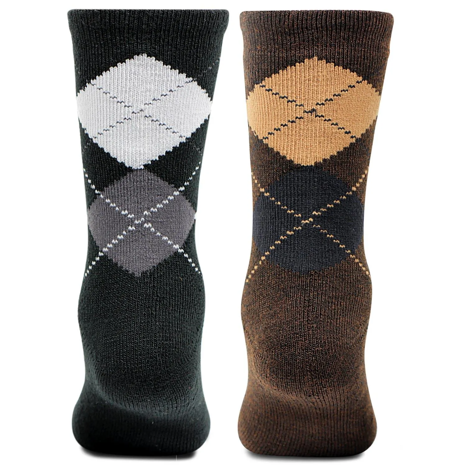 Kids Argyle Pattern Multicolored Woolen Crew Socks- Pack of 2