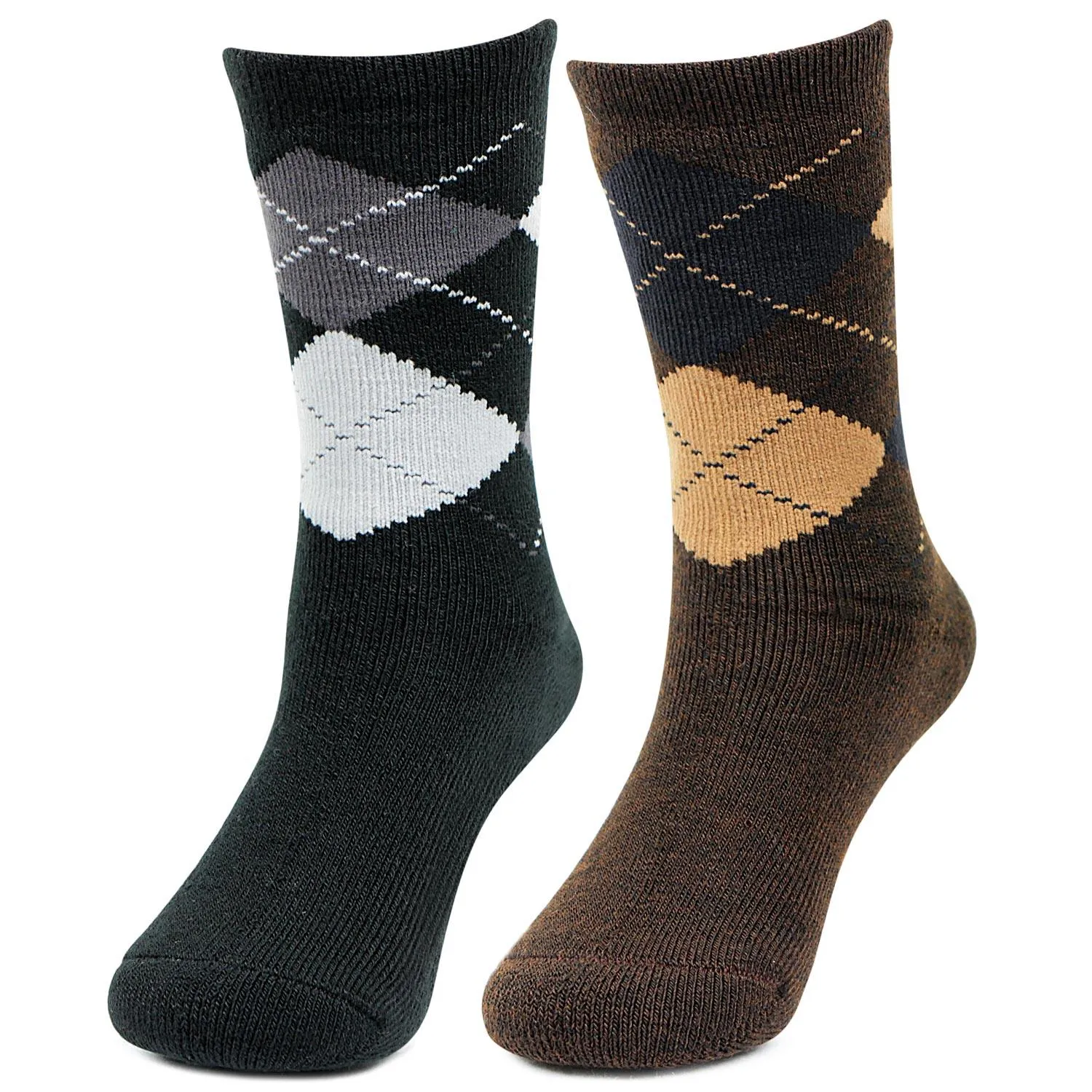 Kids Argyle Pattern Multicolored Woolen Crew Socks- Pack of 2