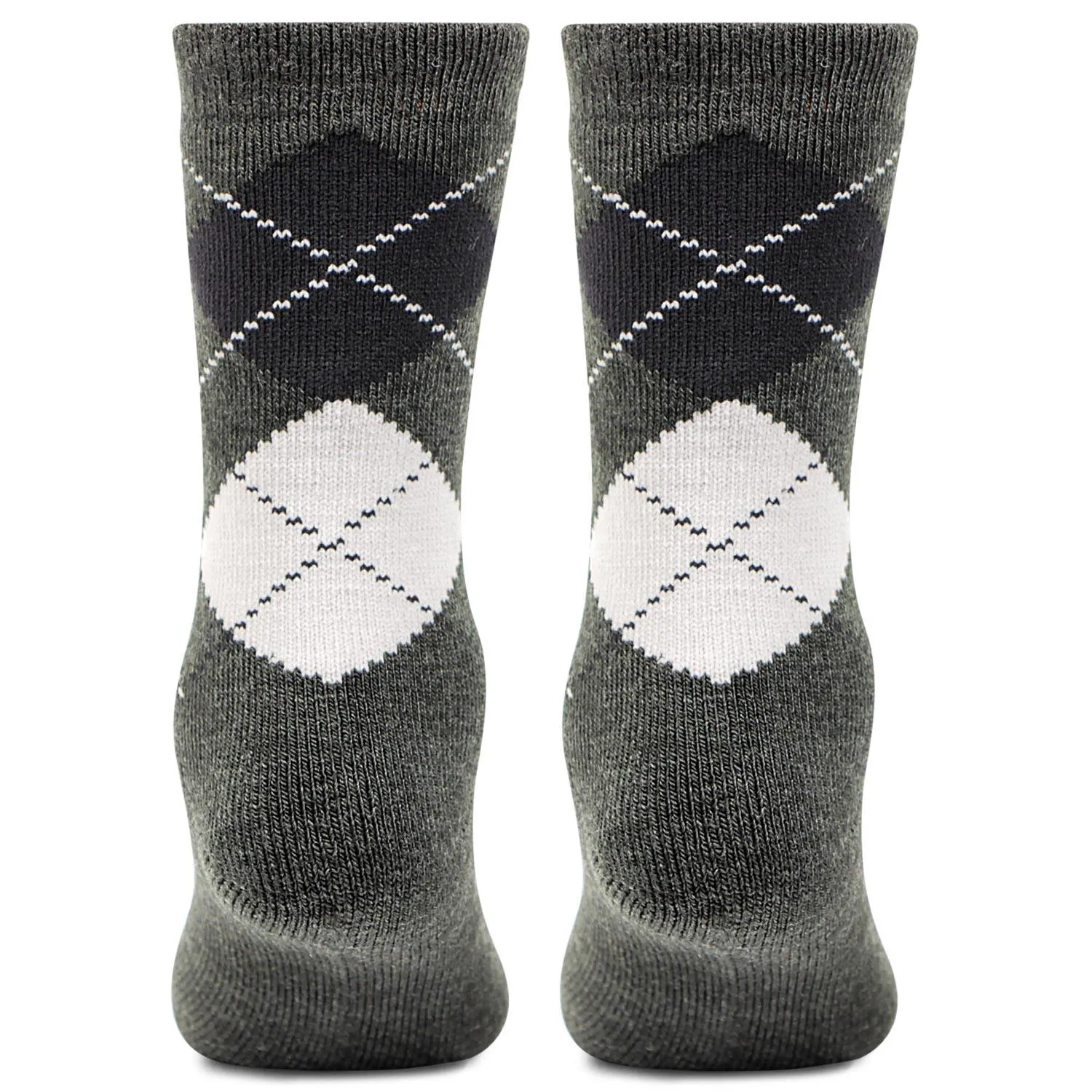 Kids Argyle Pattern Woolen Crew Socks (Dark Grey)- Pack of 2