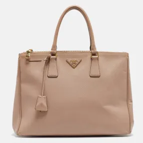 Light Pink Saffiano Lux Leather Large Double Zip Tote