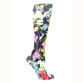 Lightweight Patterned Compression Socks in Black Bellagio in Regular & Plus Size