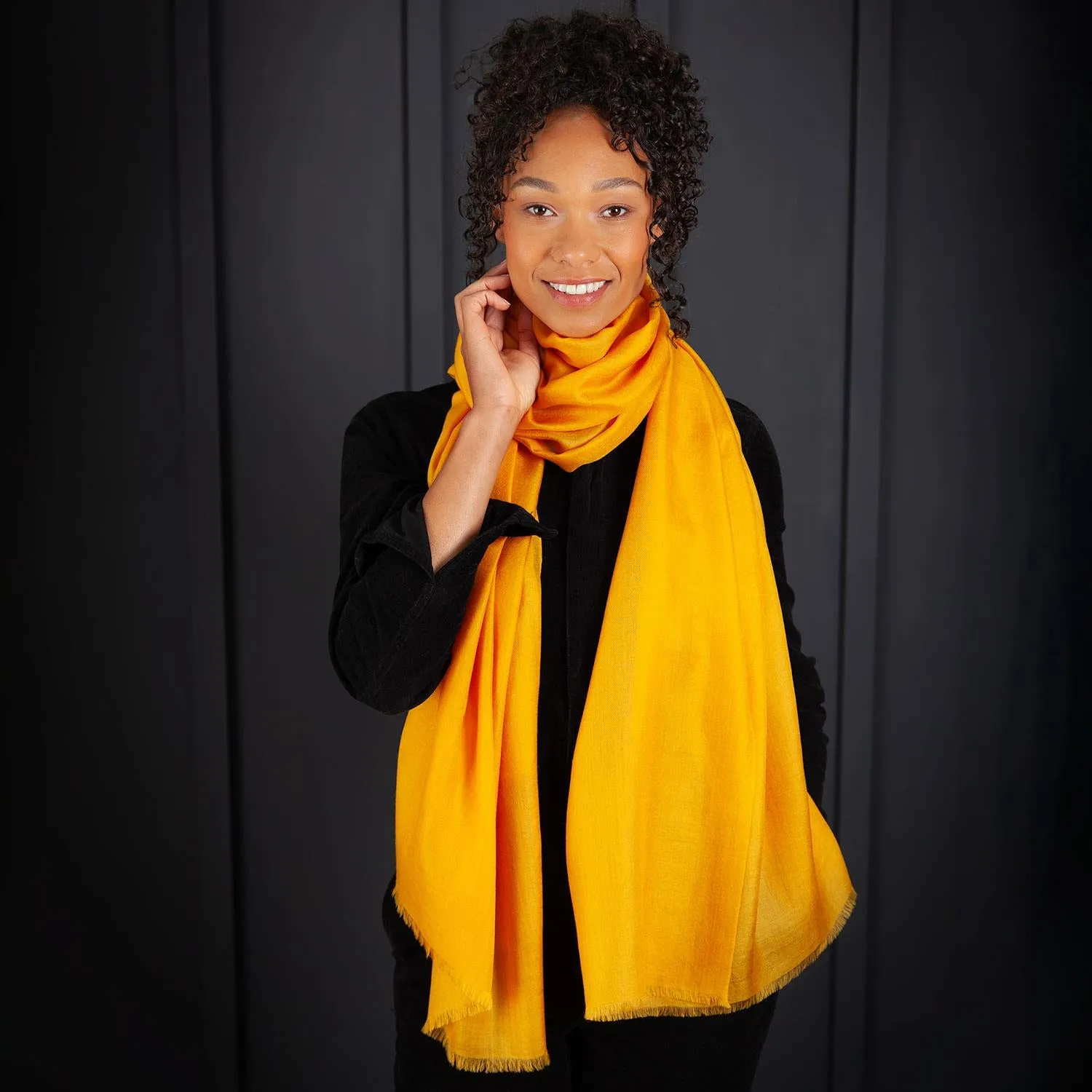 Luxe Merino Silk Shawl Mustard