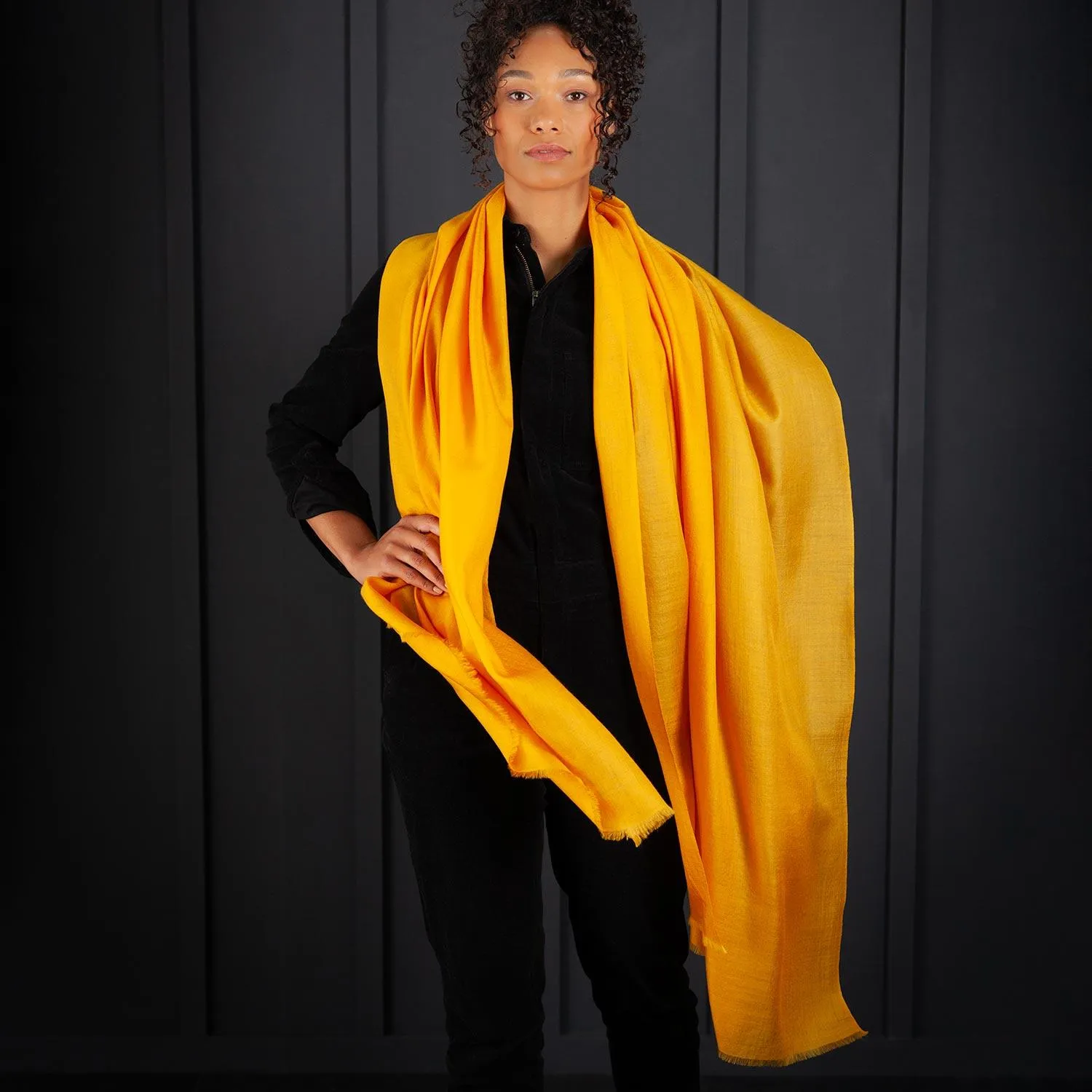 Luxe Merino Silk Shawl Mustard