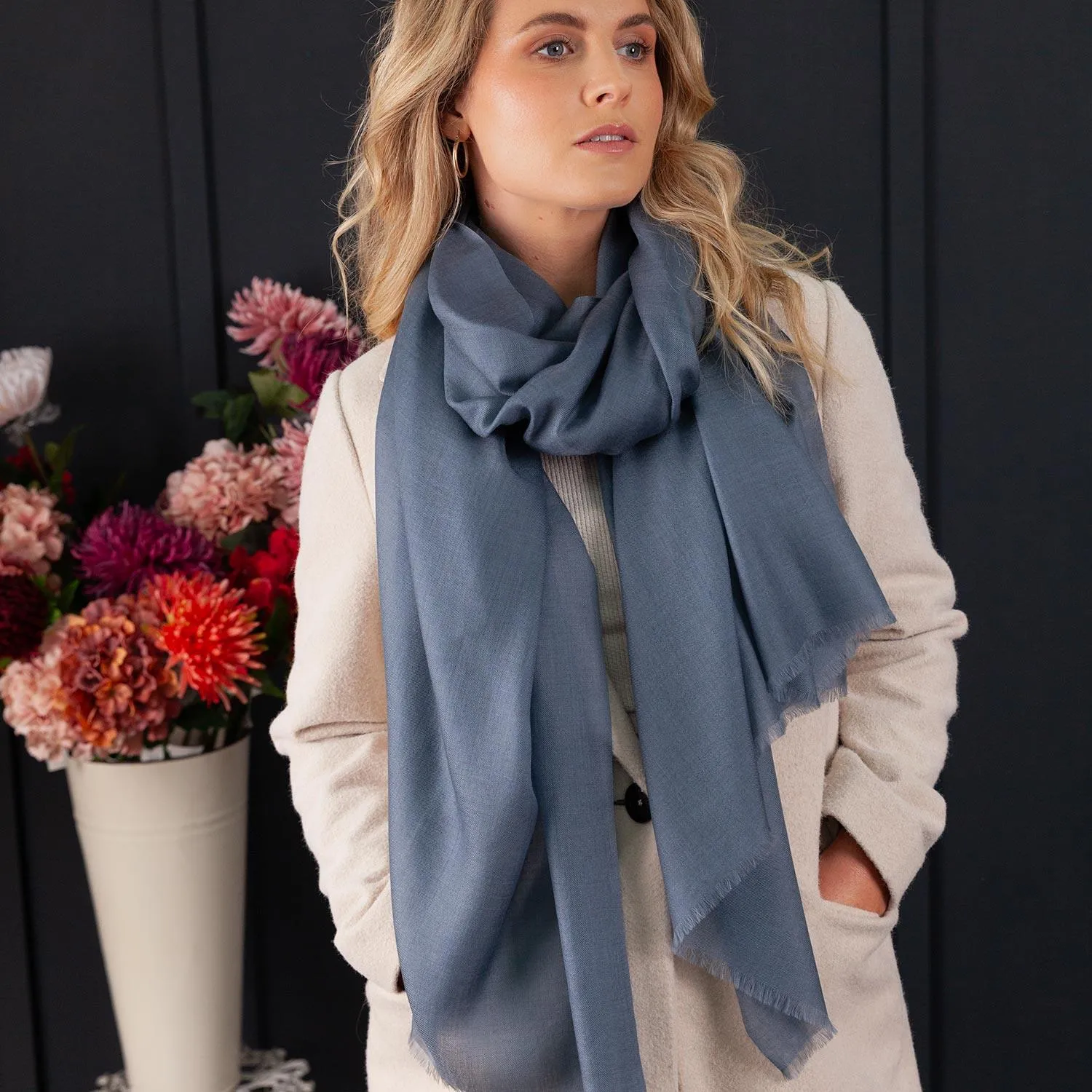 Luxe Merino Silk Shawl Storm Cloud