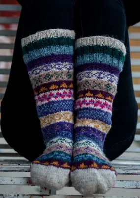 Multicolor Winter Sherpa Knee High Woolen Socks