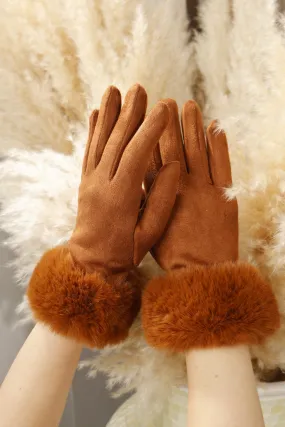 Nicola Fur cuff Gloves Rust