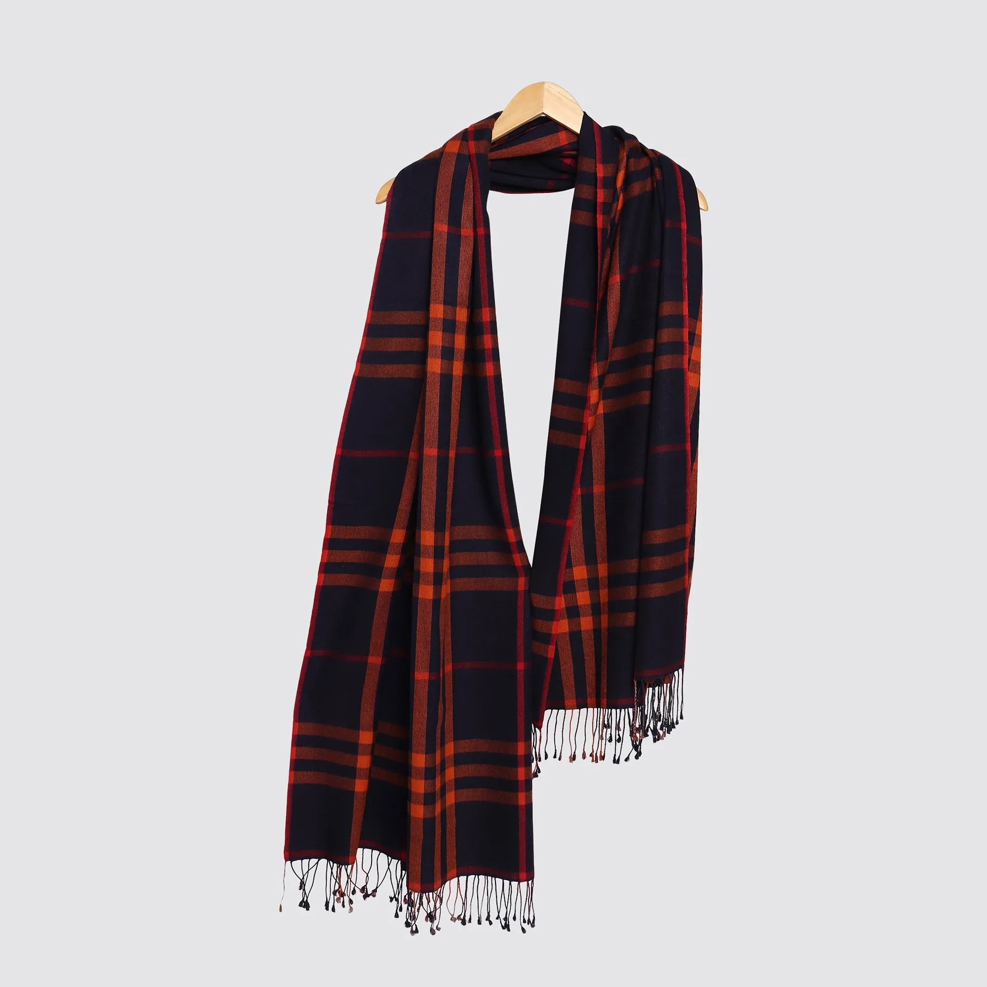 Pashmina silk shawl with checks