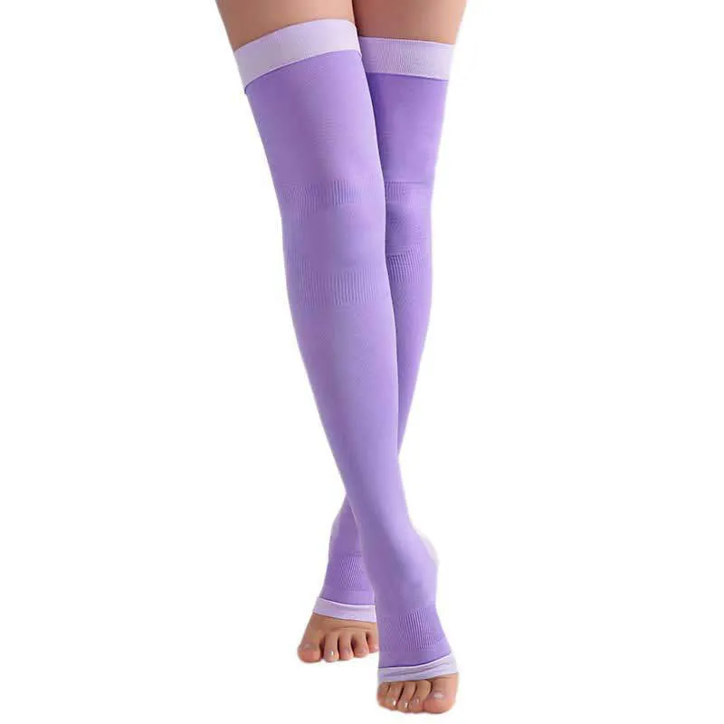 Plus Size Open Toe Thigh High Compression Socks