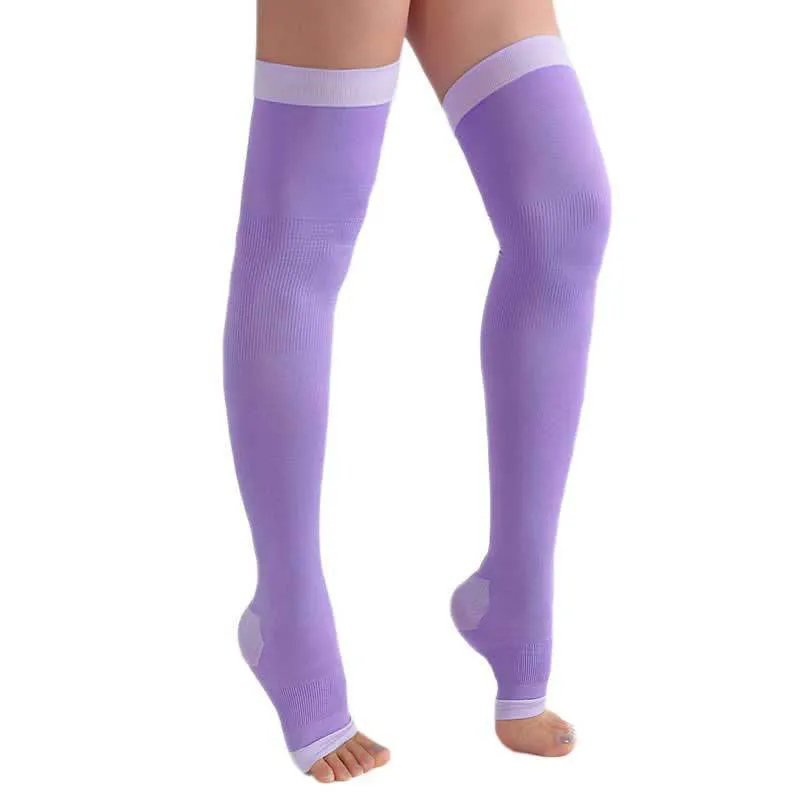 Plus Size Open Toe Thigh High Compression Socks