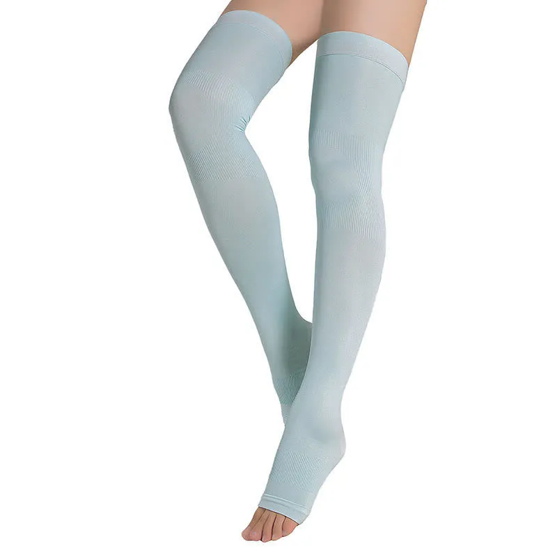 Plus Size Open Toe Thigh High Compression Socks