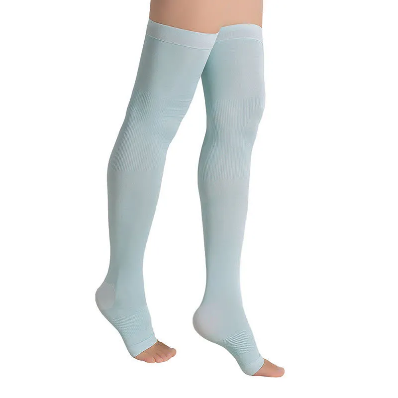 Plus Size Open Toe Thigh High Compression Socks