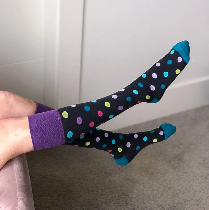 Polka Dot Multi Color Cotton Energy Socks