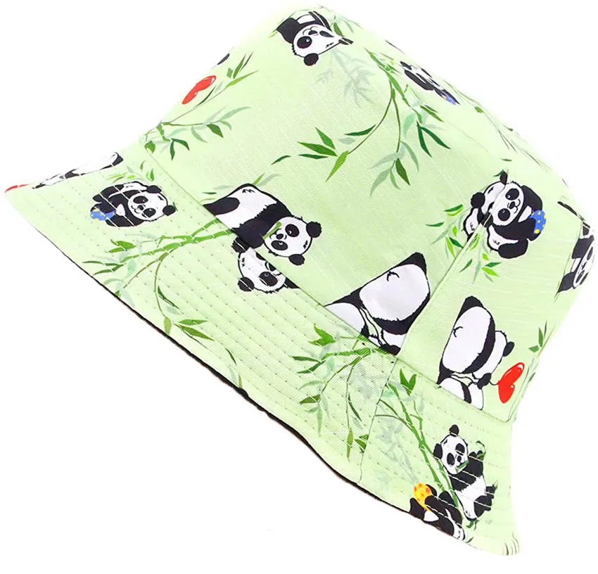 Reversible Panda Printed Bucket hats Unisex