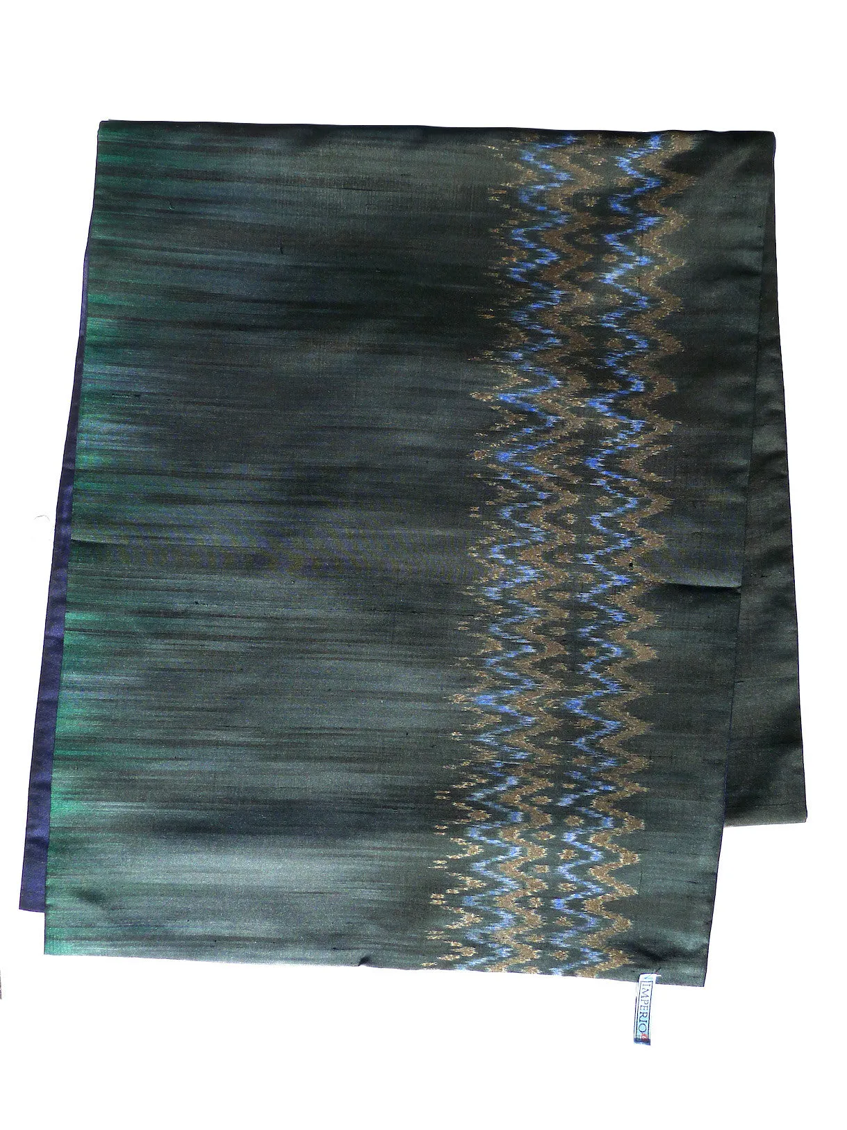 Silk Ikat Double Sided Shawl Black And Midnight Blue