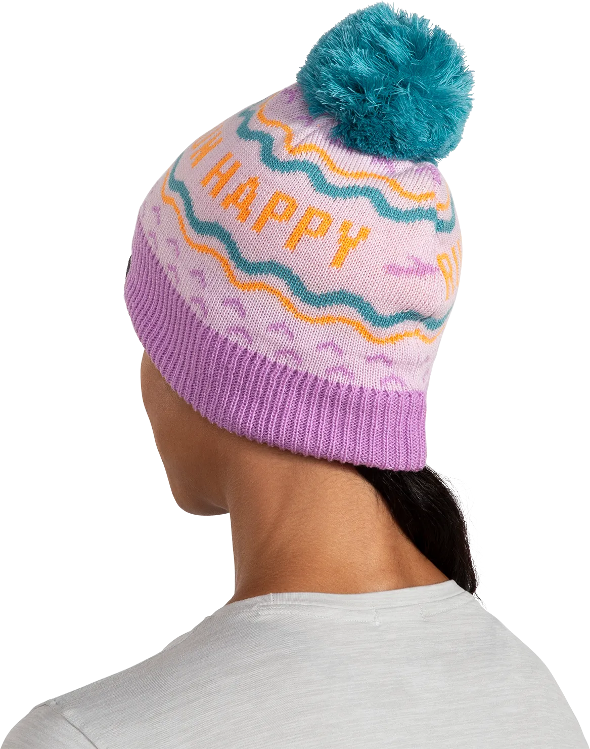 Unisex Heritage Pom Beanie (541 - Light Purple/Run Happy)