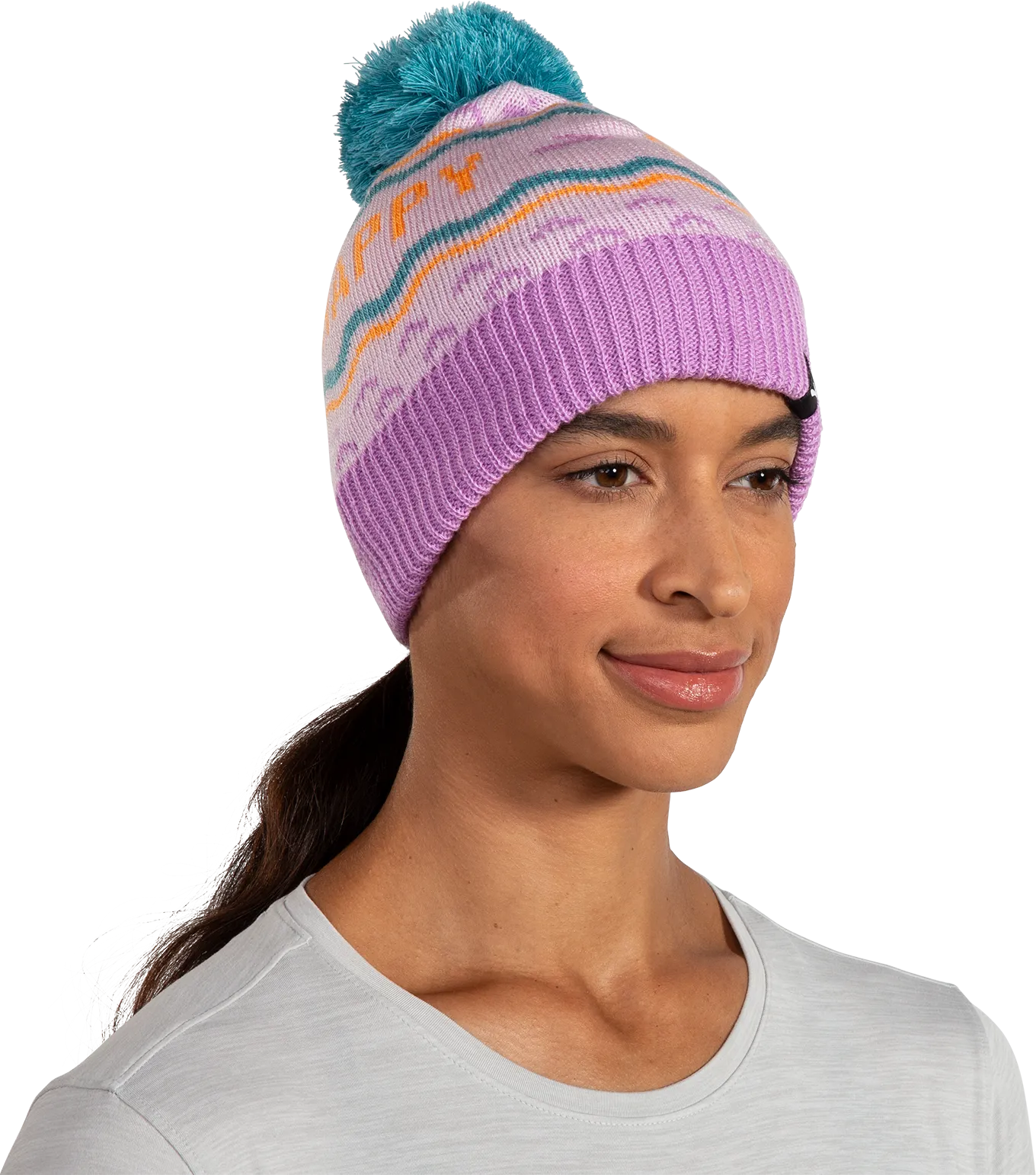 Unisex Heritage Pom Beanie (541 - Light Purple/Run Happy)