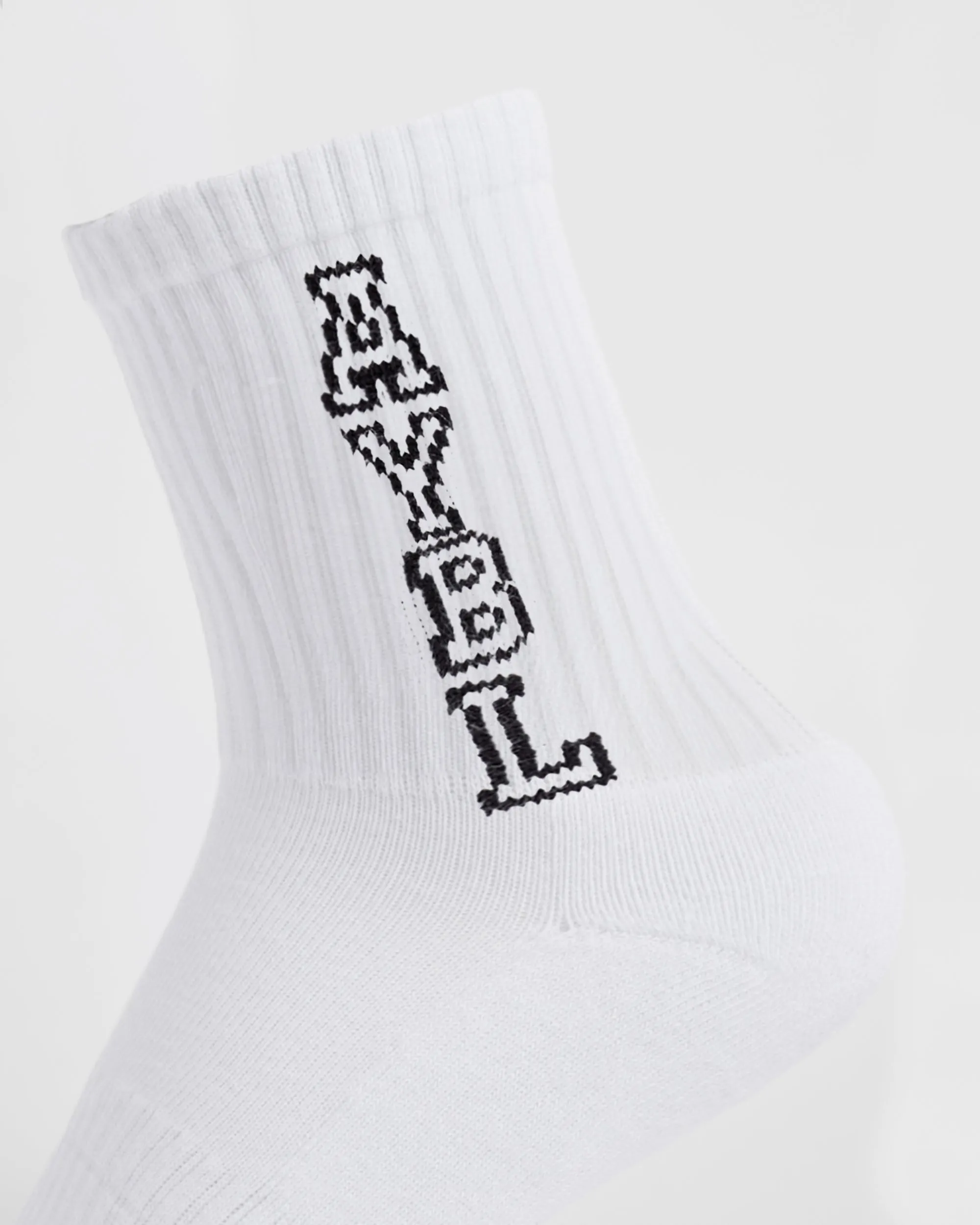 Varsity Vertical Crew Socks - White