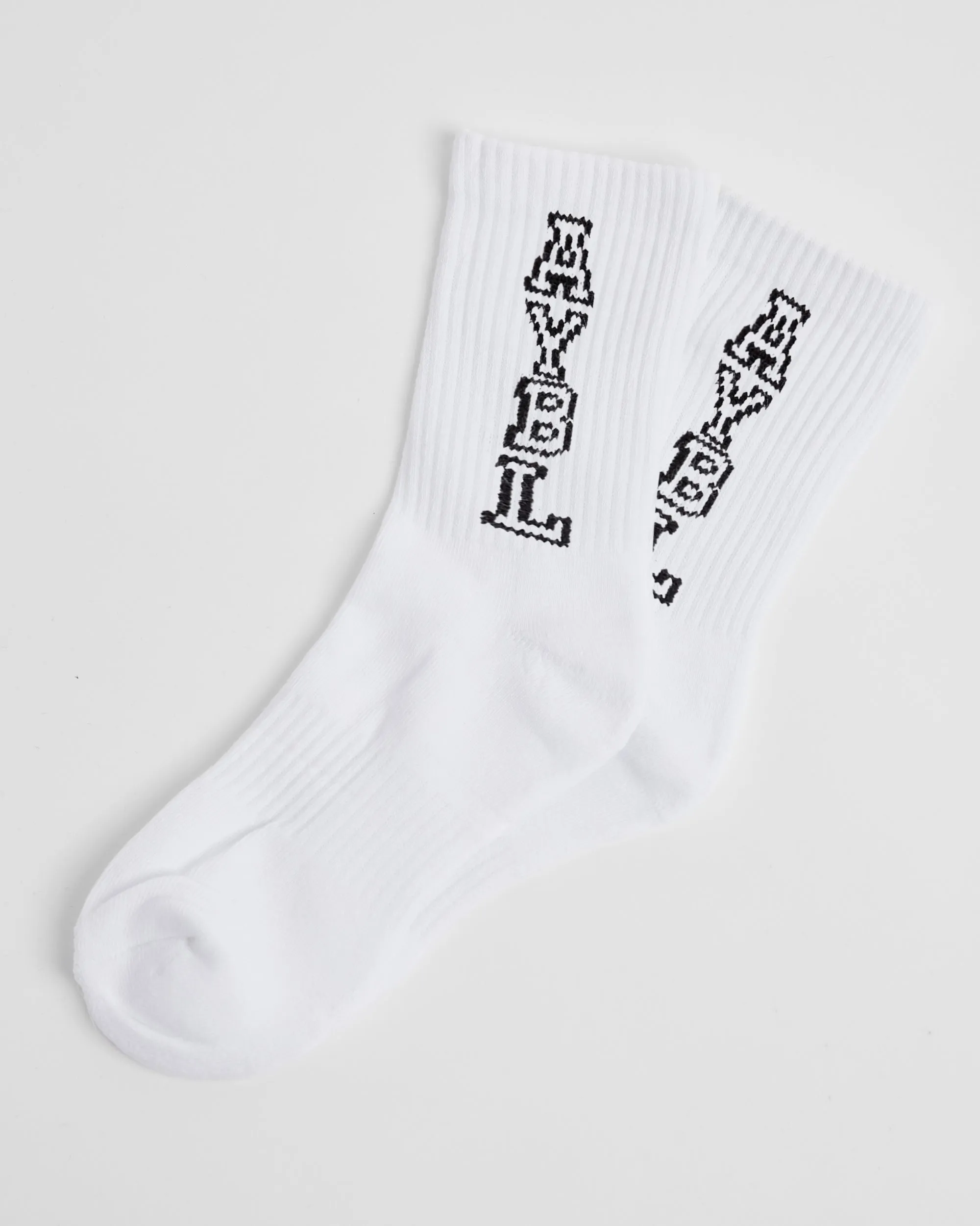 Varsity Vertical Crew Socks - White