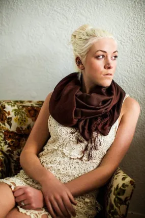 Water Pashmina Shawl in Chocolate Brown